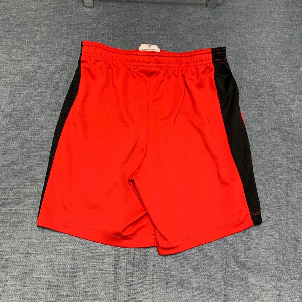 Nike Dri FIT Running Shorts Mens Medium Black Red Athletic Drawstring Waist Logo